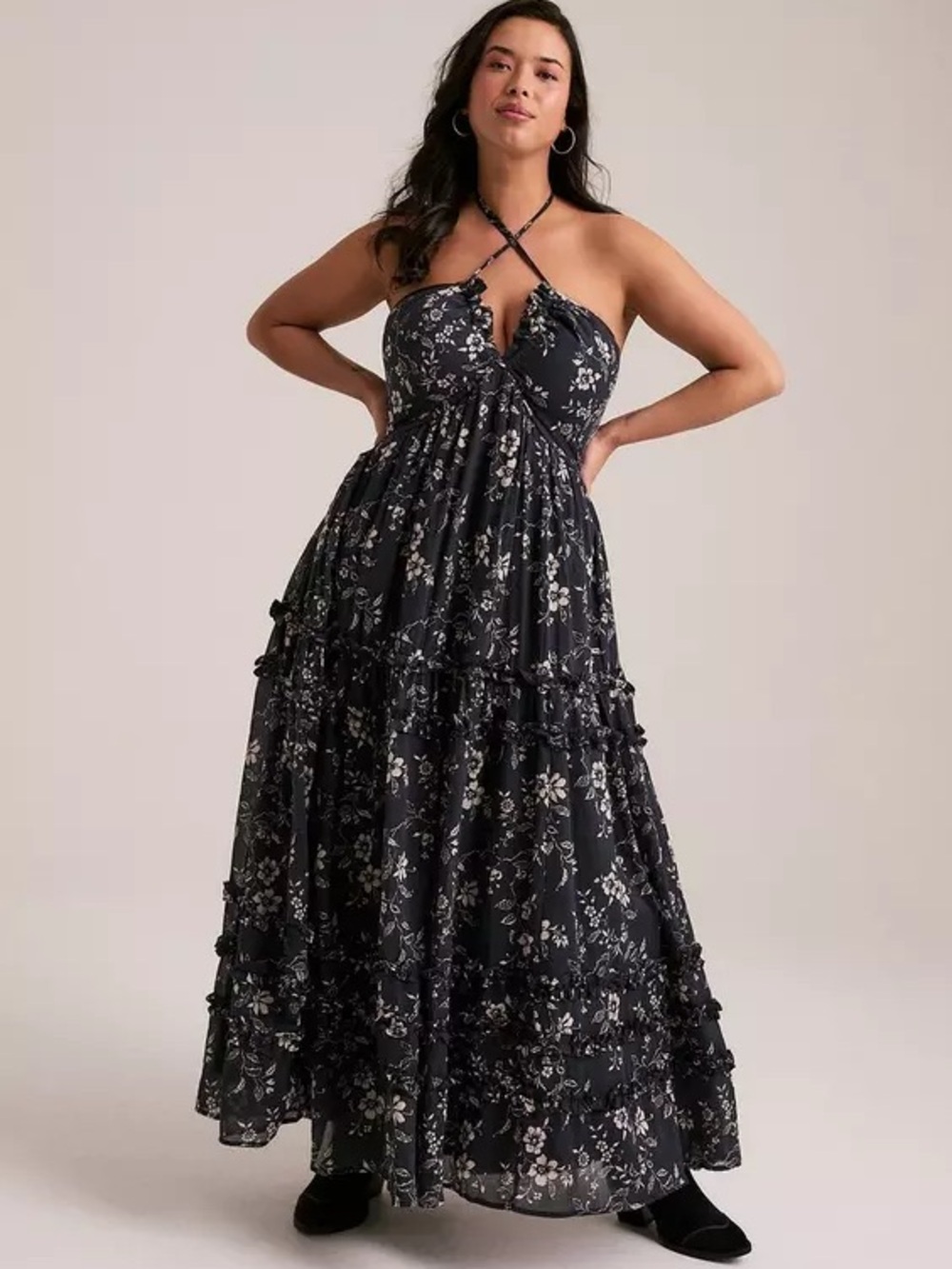 Torrid Festi Cross-Front Halter Maxi Dress Womens 3x